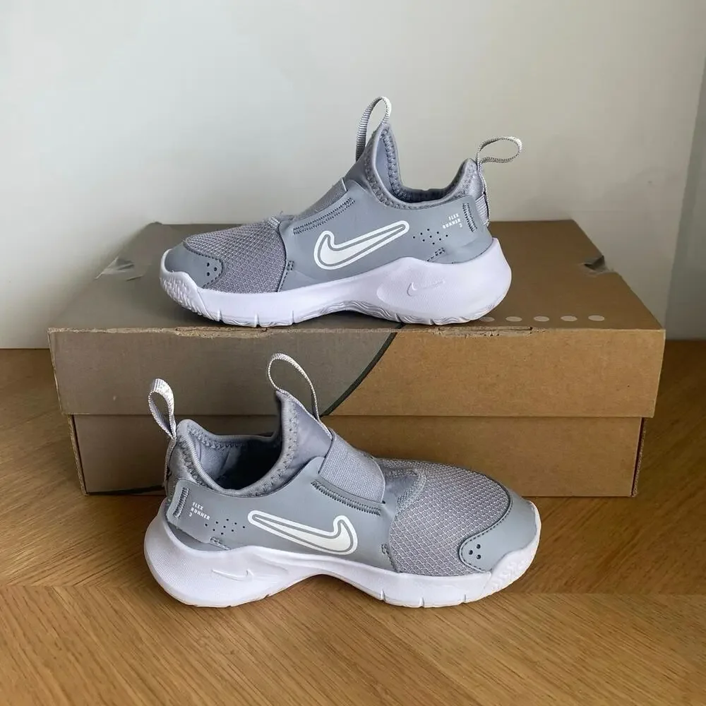 Nike Flex Runner Grey/White Kids Sneakers- SZ 12 C